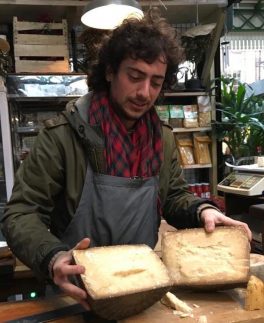 FRancesco with freshly opened pecorino